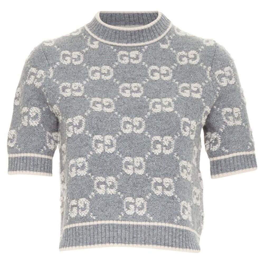 Gucci wool GG monogram intarsia boucle crop sweater